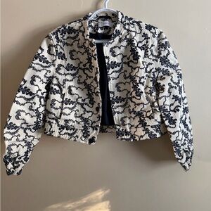 Women's Blue and White Patterned Jacket